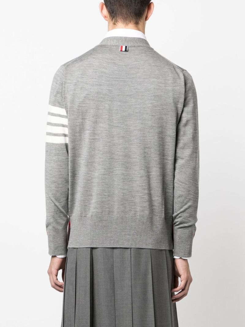 Grey 4-bar Wool Cardigan