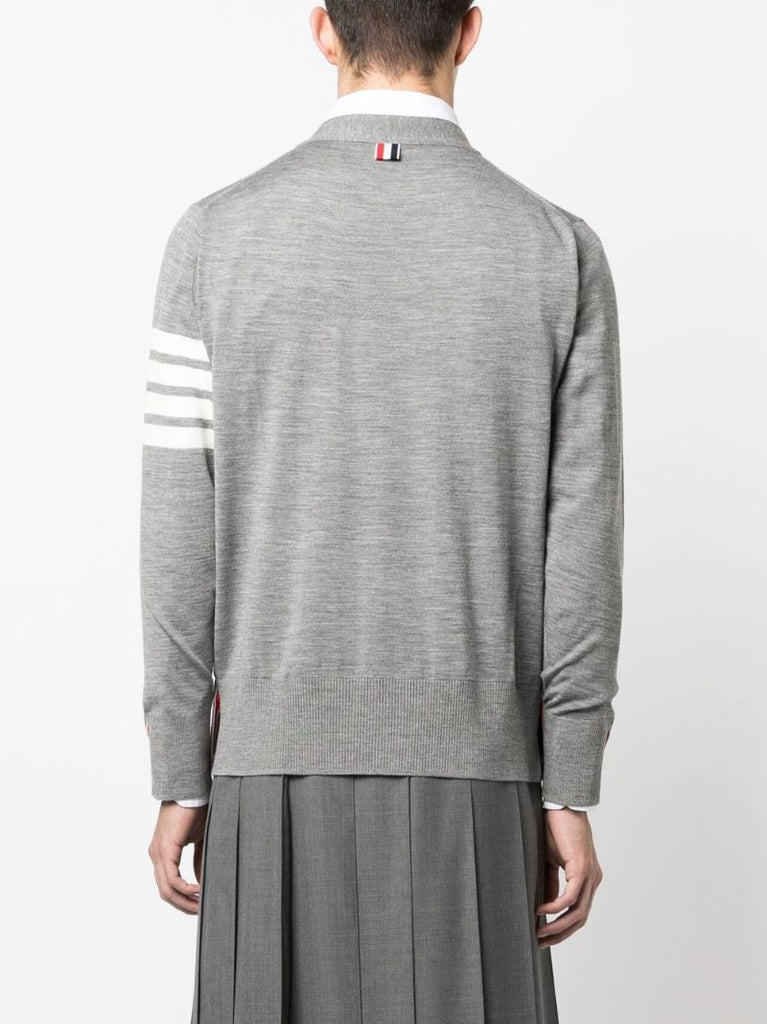 Grey 4-bar Wool Cardigan