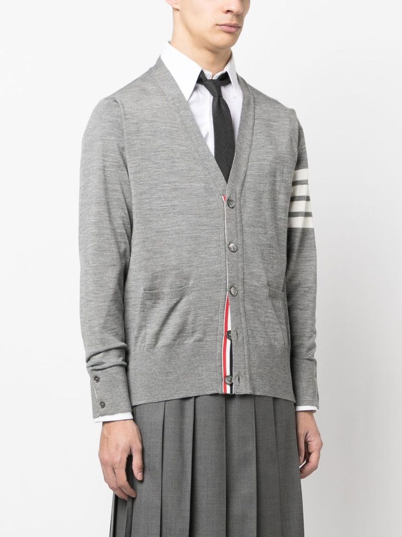 Grey 4-bar Wool Cardigan