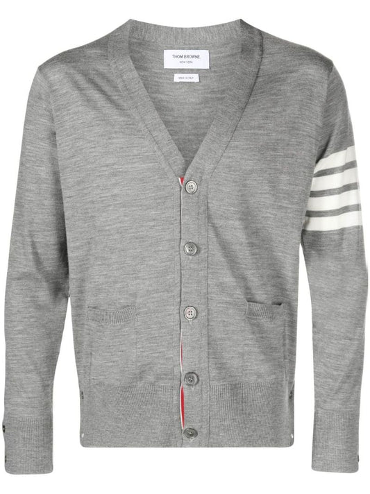 Grey 4-bar Wool Cardigan