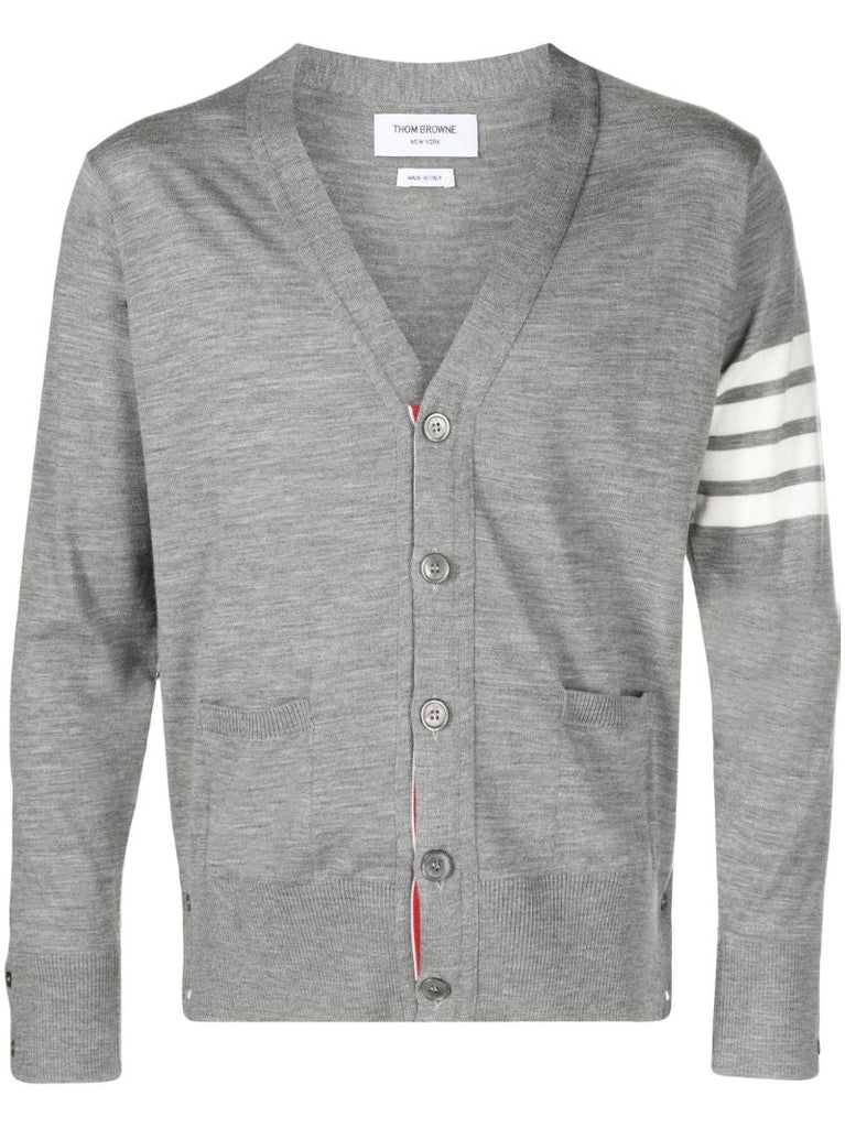 Grey 4-bar Wool Cardigan