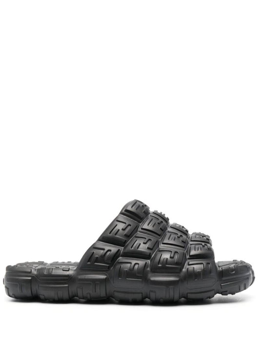 Black Embossed Monogram Slides