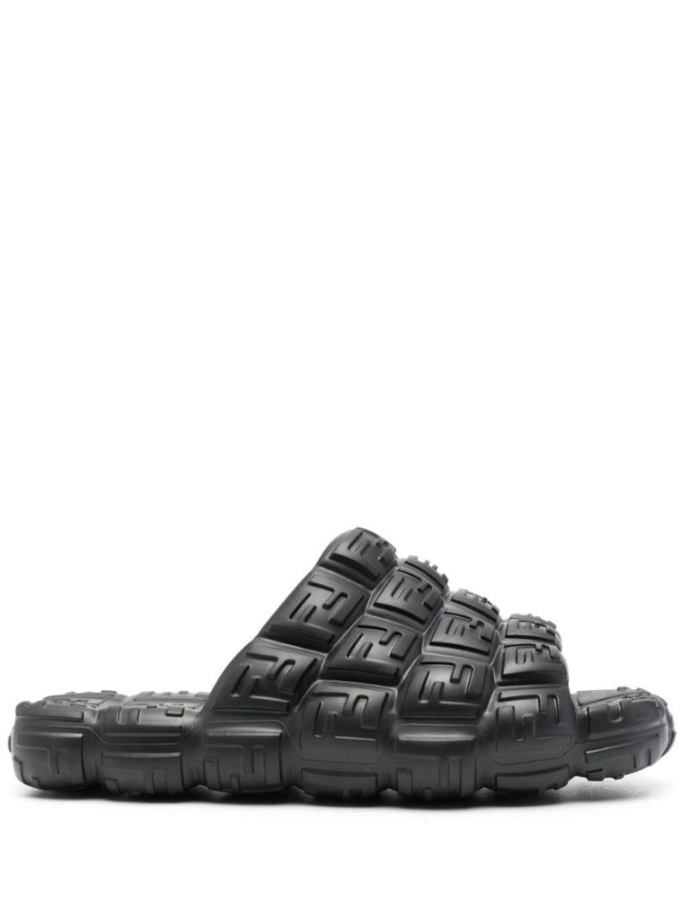 Black Embossed Monogram Slides