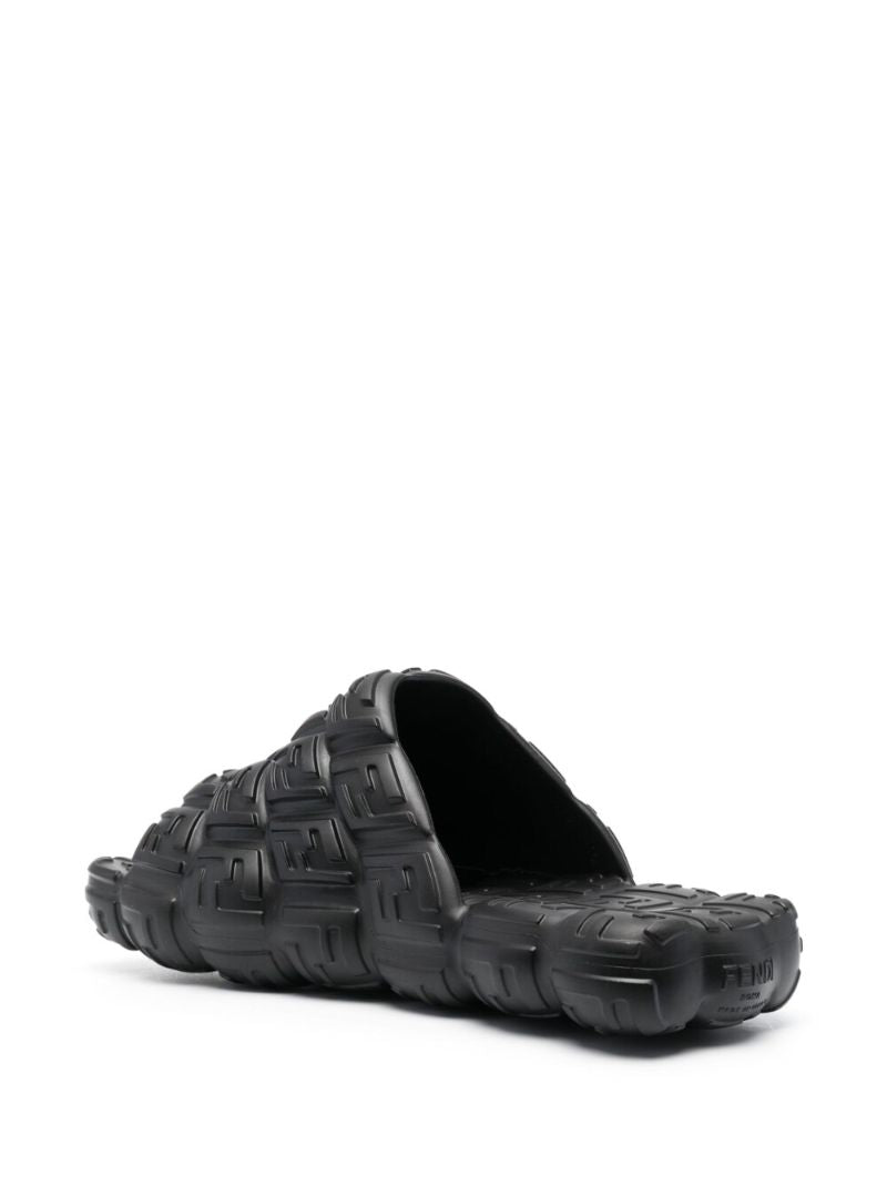 Black Embossed Monogram Slides