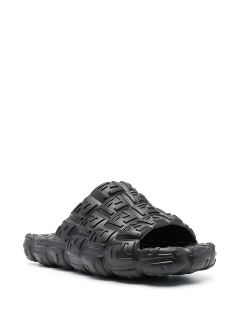 Black Embossed Monogram Slides