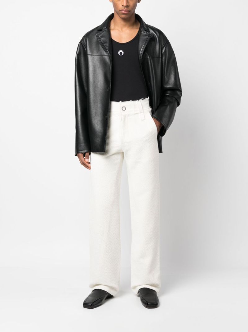 White Frayed Edge Straight-leg Trousers