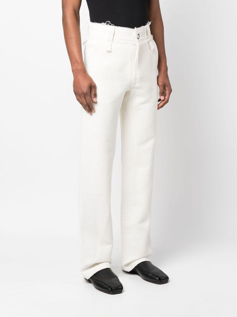 White Frayed Edge Straight-leg Trousers
