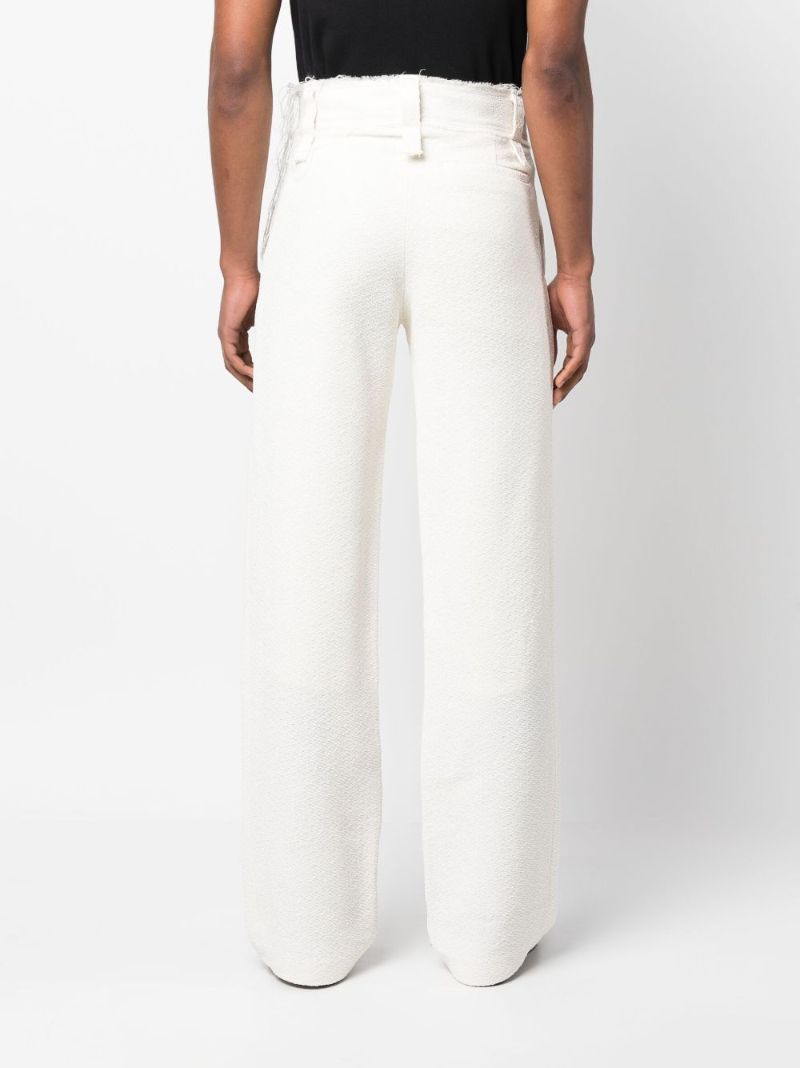 White Frayed Edge Straight-leg Trousers