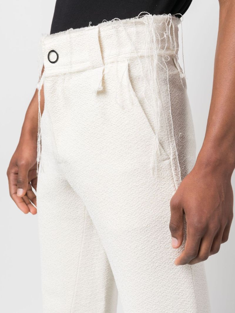 White Frayed Edge Straight-leg Trousers