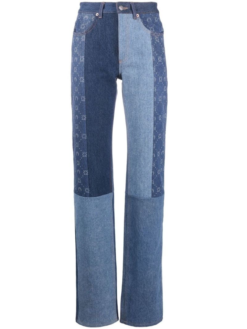 Blue Moonogram Straight-legged Jeans