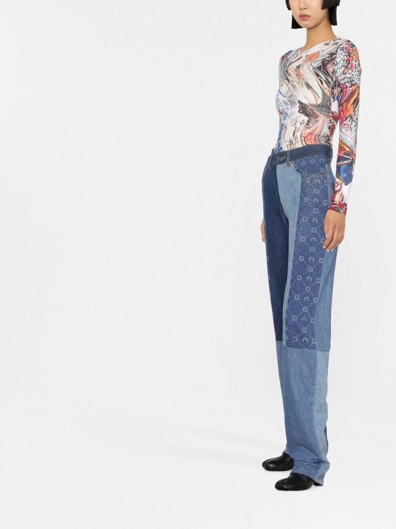 Blue Moonogram Straight-legged Jeans