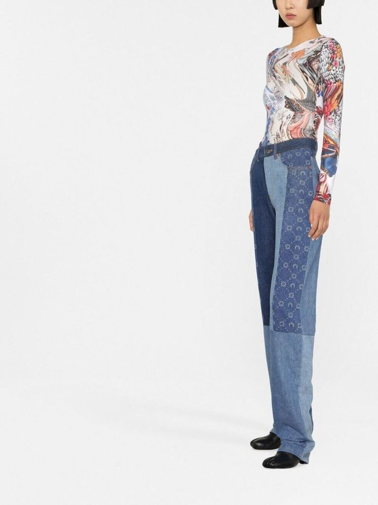Blue Moonogram Straight-legged Jeans