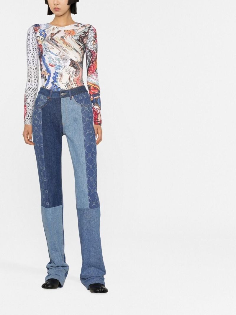 Blue Moonogram Straight-legged Jeans