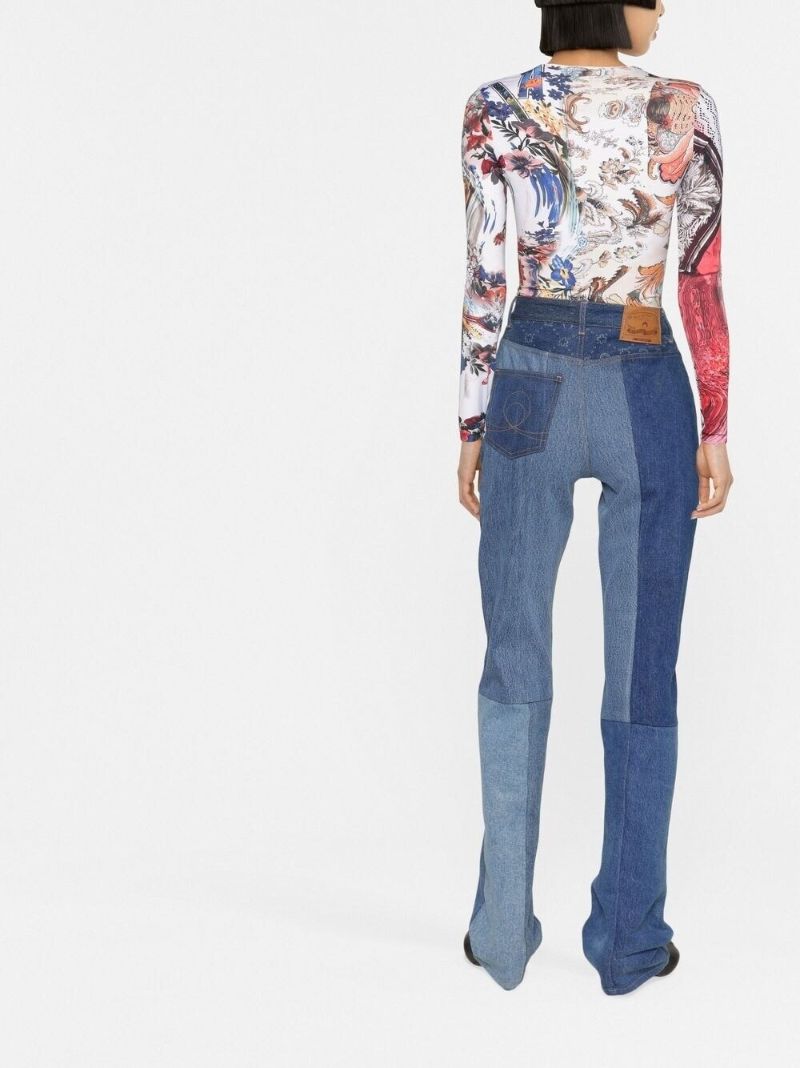 Blue Moonogram Straight-legged Jeans