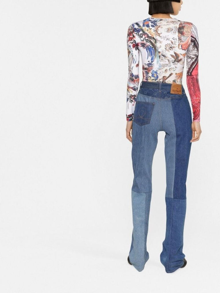 Blue Moonogram Straight-legged Jeans