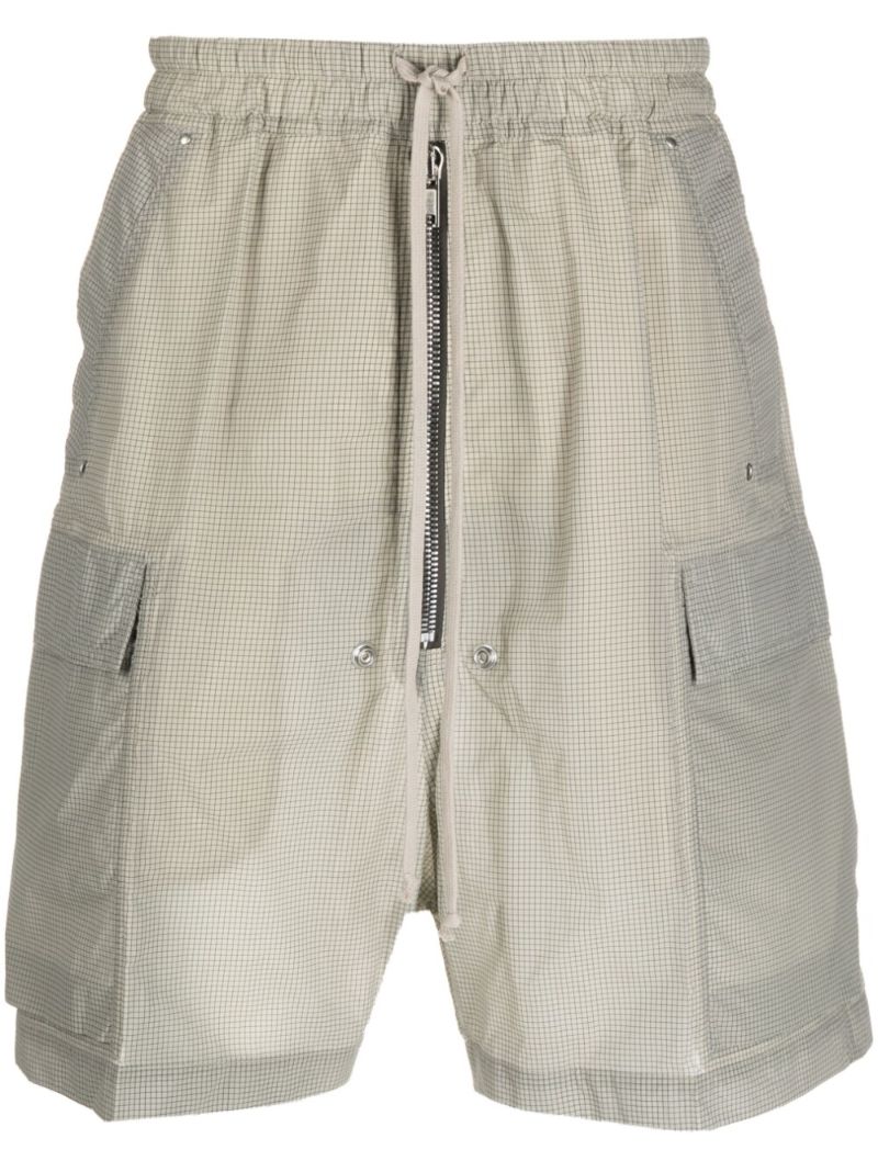 Grey Check Print Drawstring Shorts