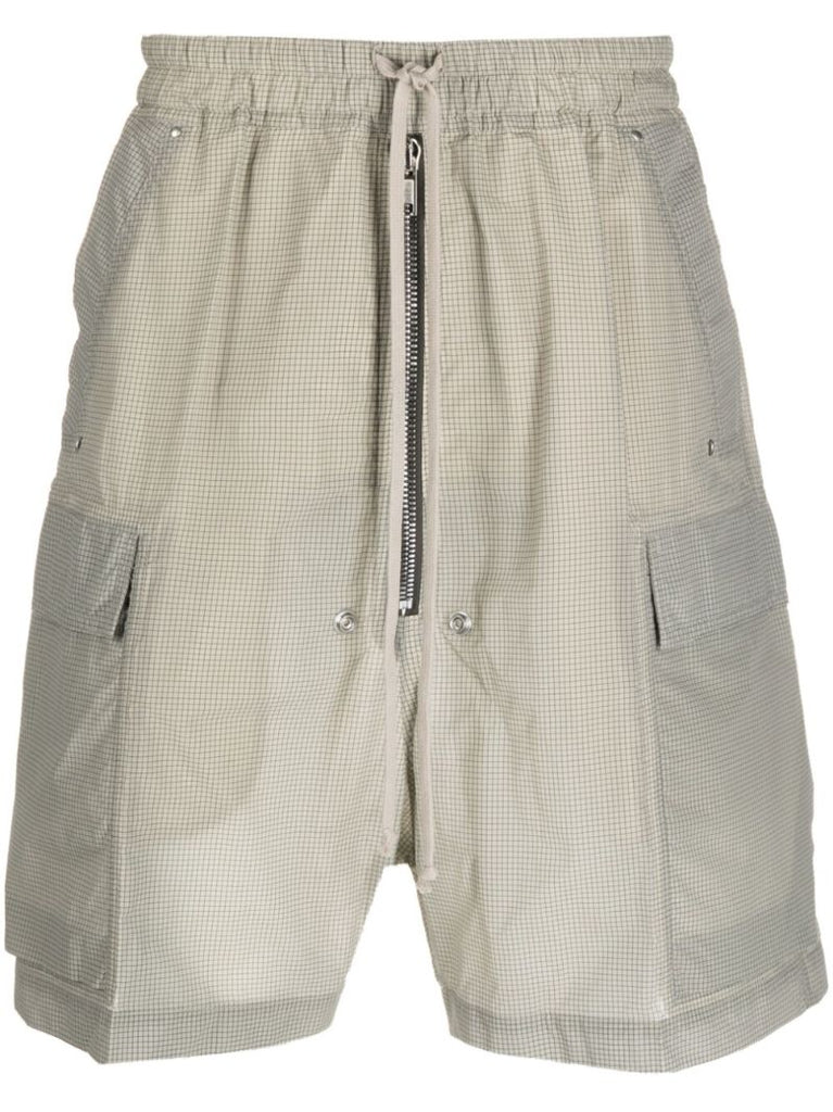 Grey Check Print Drawstring Shorts
