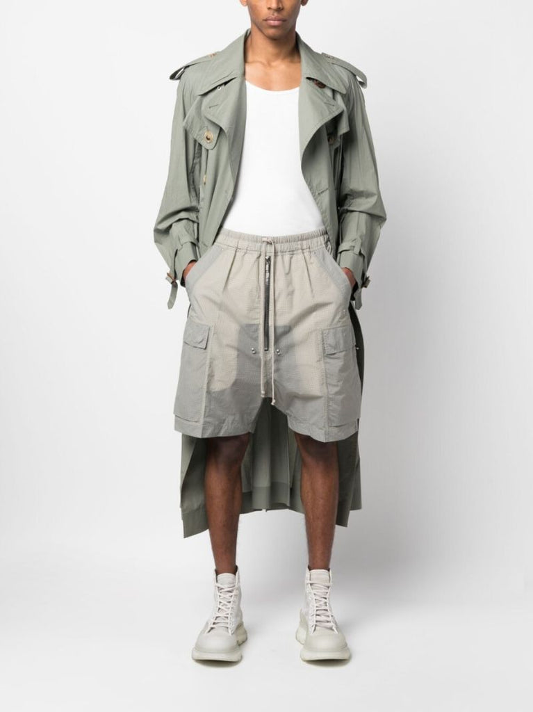 Grey Check Print Drawstring Shorts