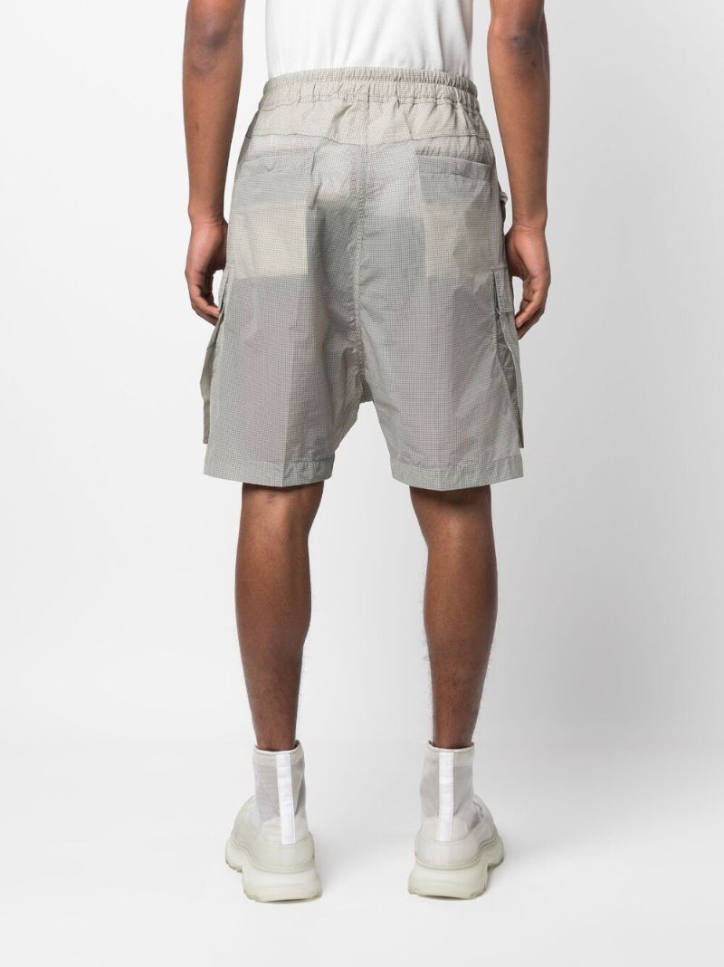Grey Check Print Drawstring Shorts