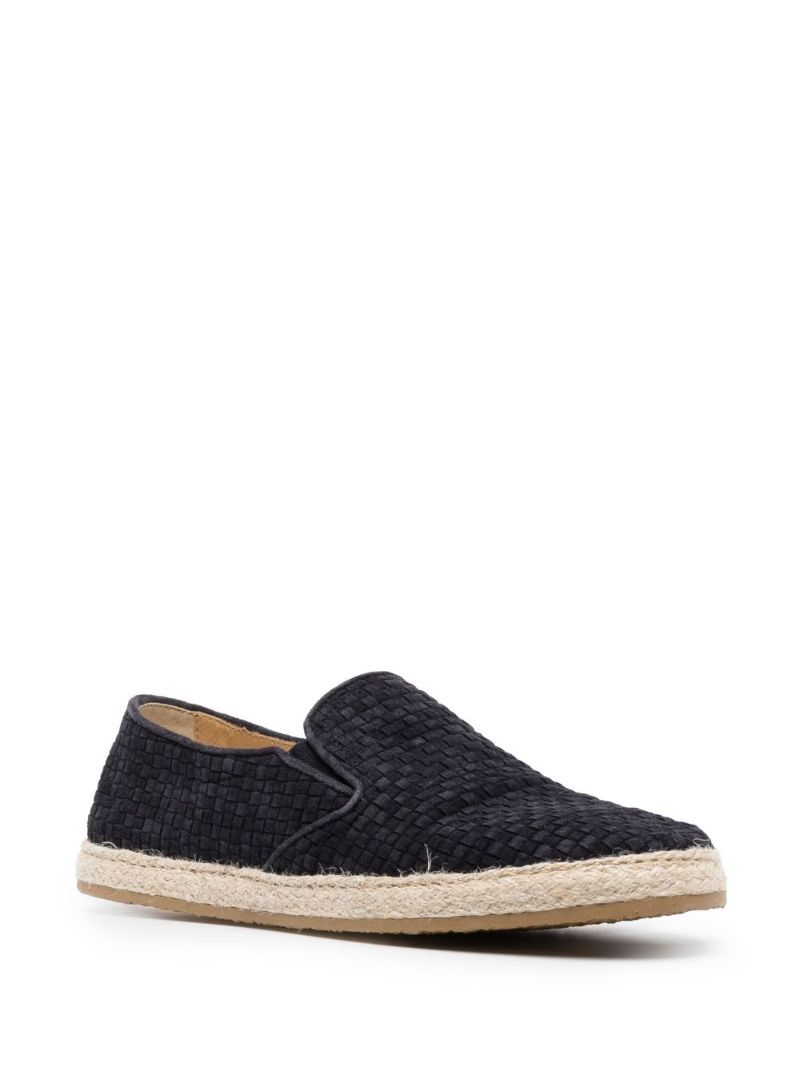 Blue Interwoven Leather Espadrilles