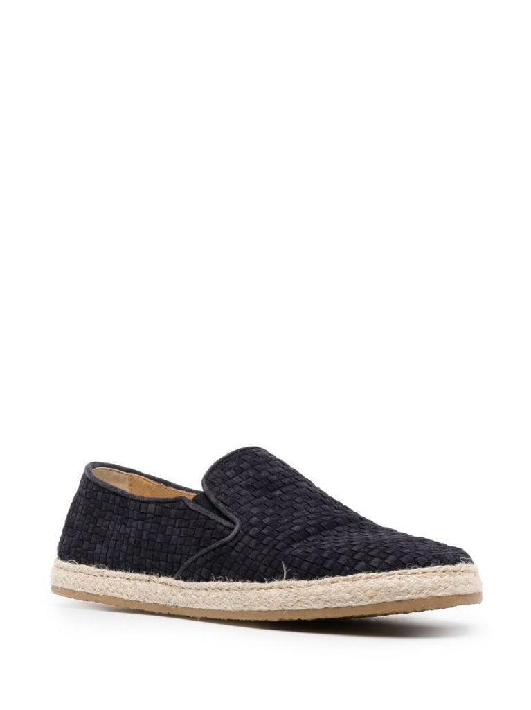 Blue Interwoven Leather Espadrilles