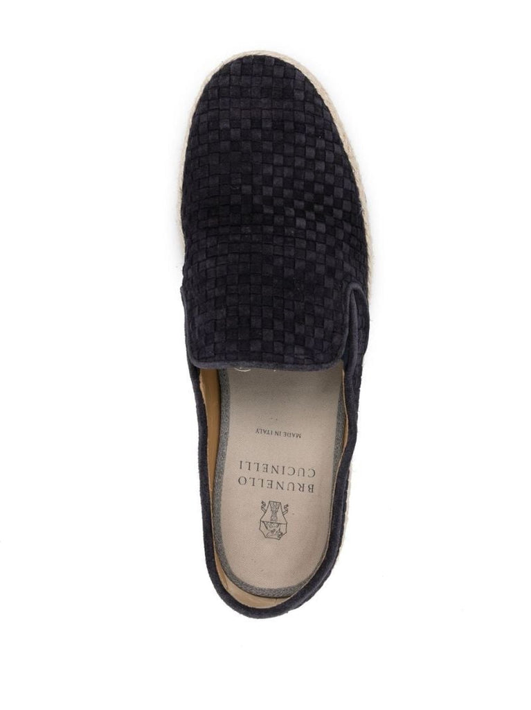 Blue Interwoven Leather Espadrilles