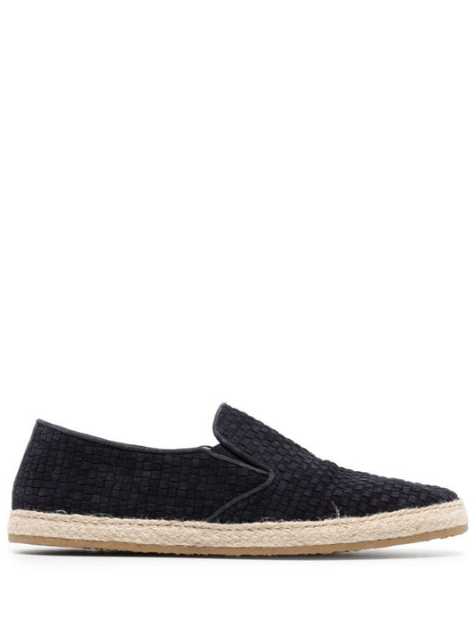 Blue Interwoven Leather Espadrilles