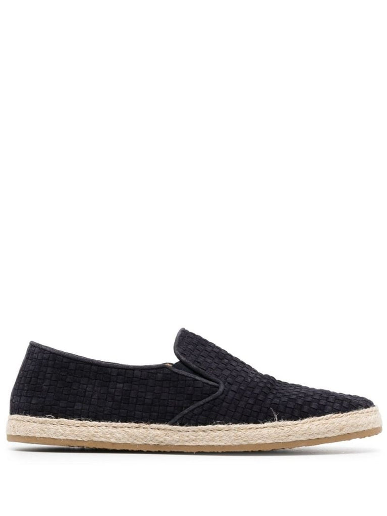 Blue Interwoven Leather Espadrilles
