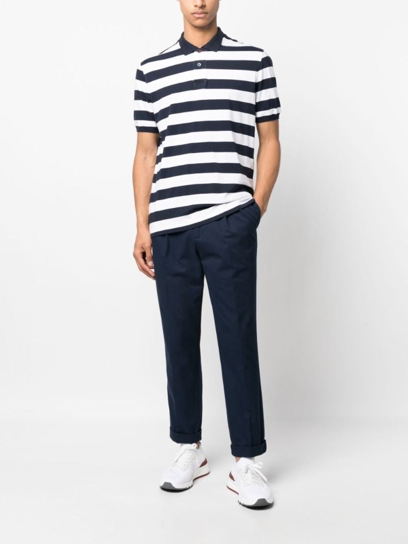 Blue Striped Cotton Polo Shirt