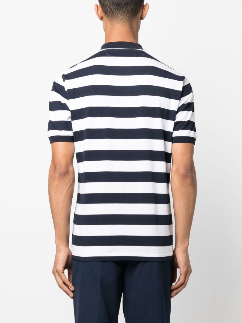 Blue Striped Cotton Polo Shirt