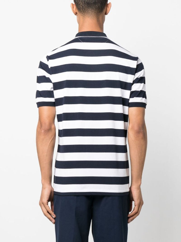 Blue Striped Cotton Polo Shirt