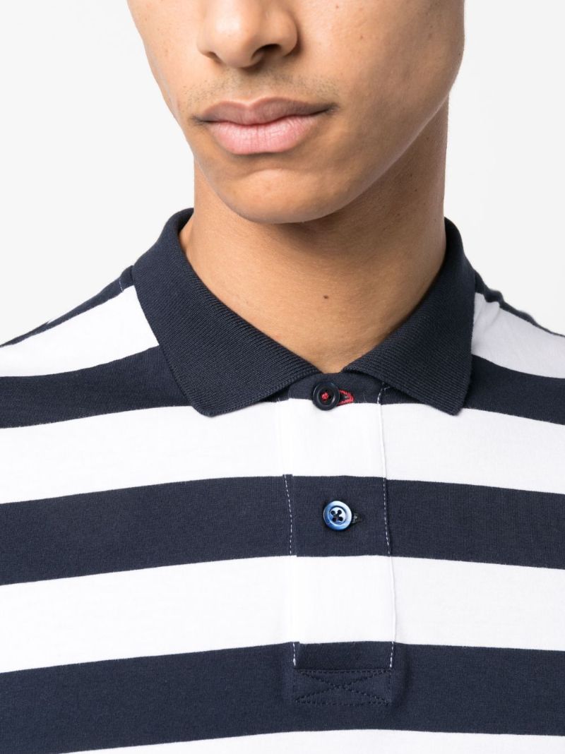 Blue Striped Cotton Polo Shirt
