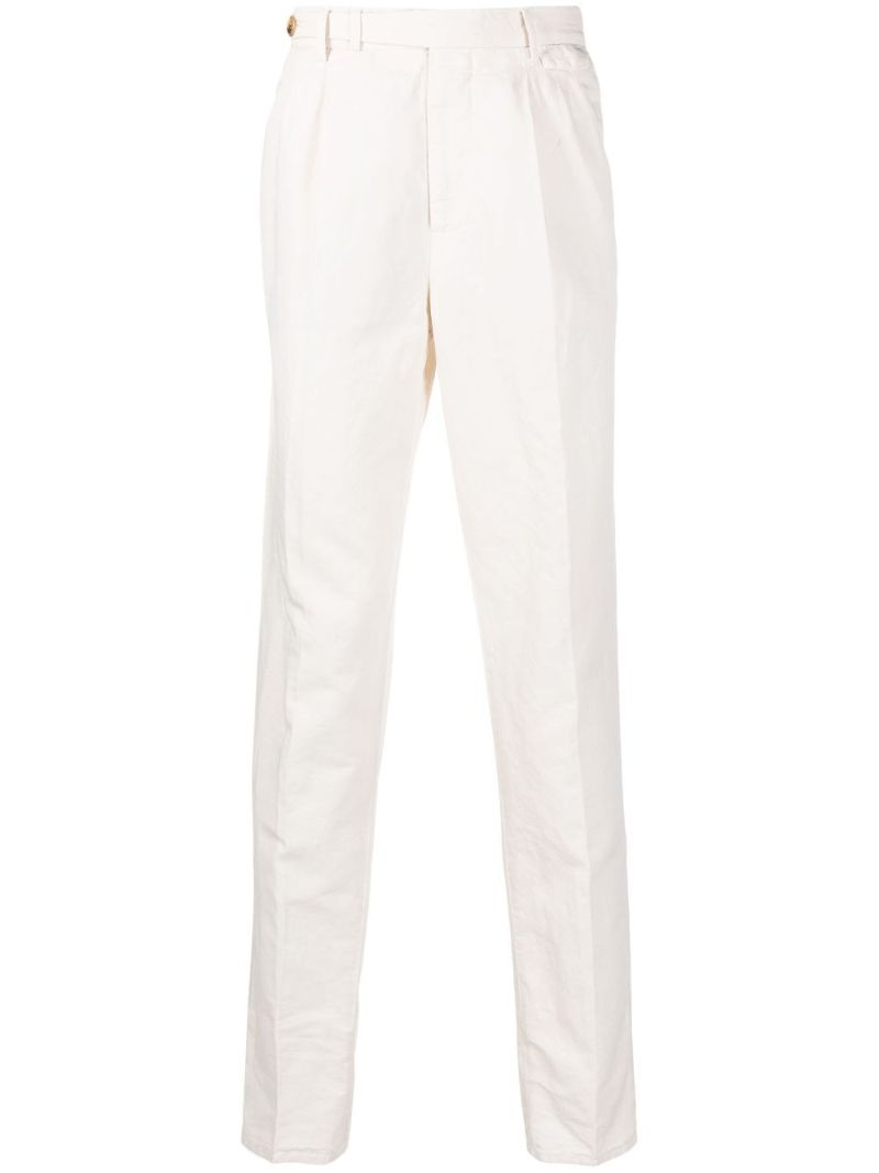 Neutral Pressed-crease Straight-leg Trousers