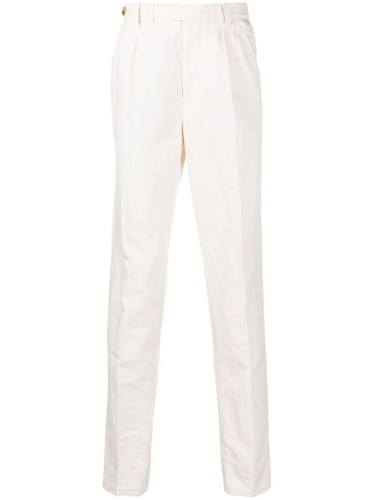 Neutral Pressed-crease Straight-leg Trousers