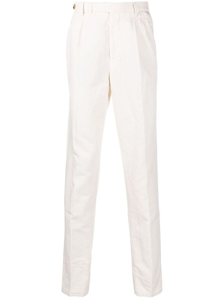 Neutral Pressed-crease Straight-leg Trousers