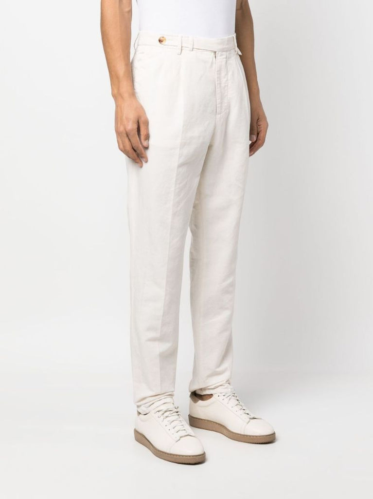 Neutral Pressed-crease Straight-leg Trousers