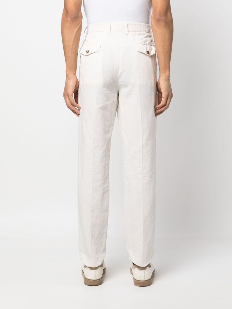Neutral Pressed-crease Straight-leg Trousers