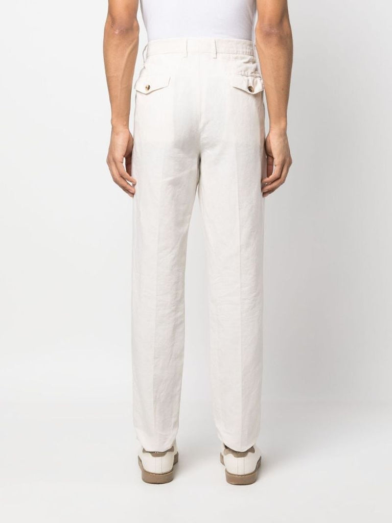 Neutral Pressed-crease Straight-leg Trousers