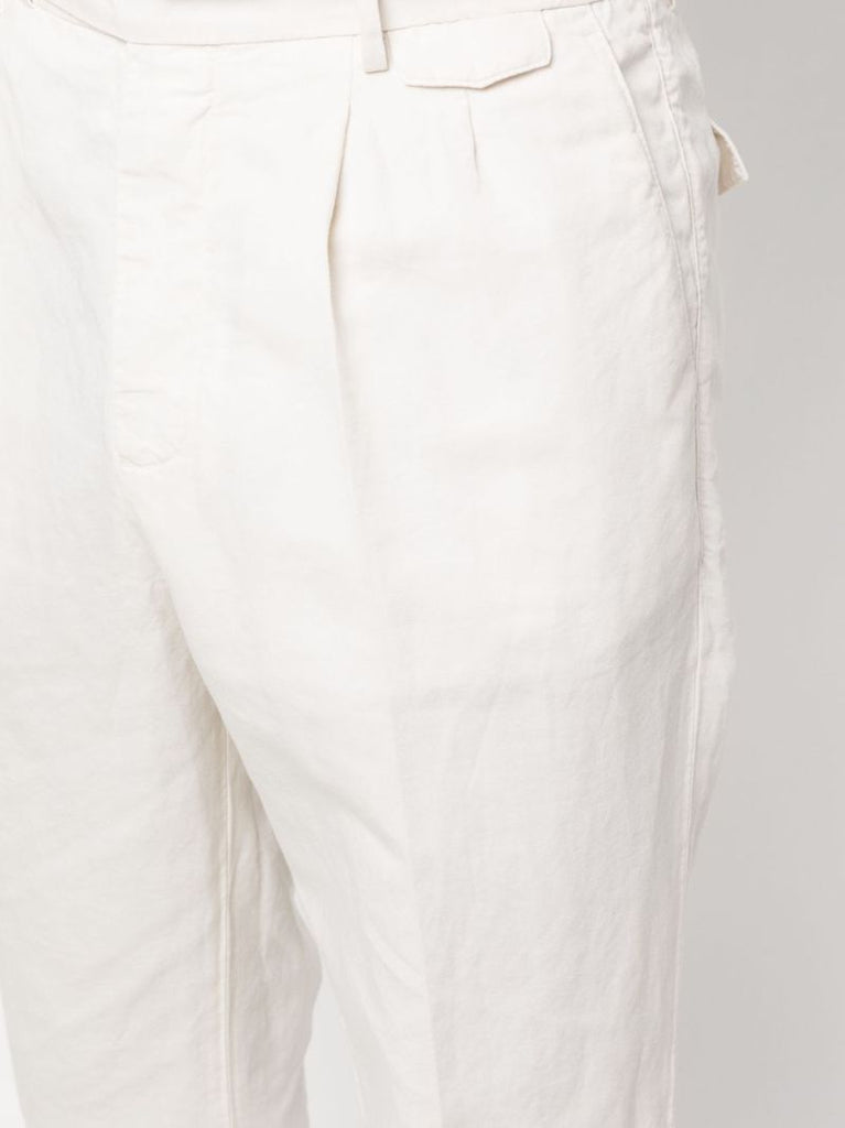 Neutral Pressed-crease Straight-leg Trousers