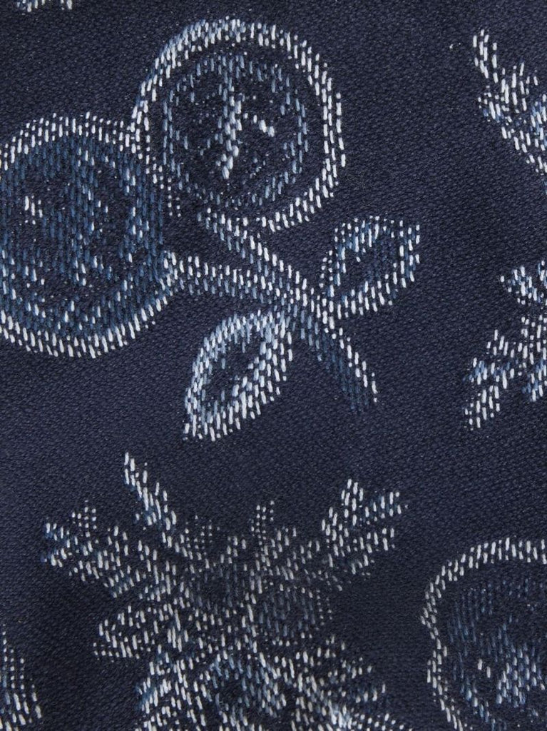 Blue Patterned Jacquard Bralette Top