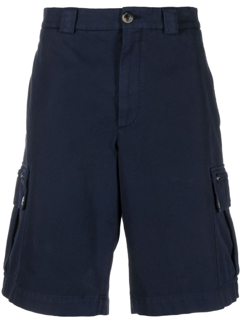 Blue Cotton Cargo Shorts