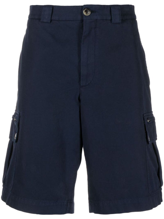 Blue Cotton Cargo Shorts