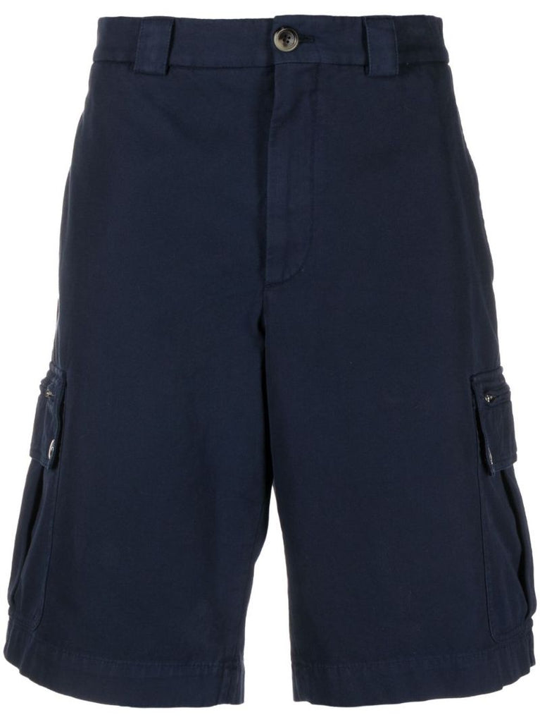 Blue Cotton Cargo Shorts
