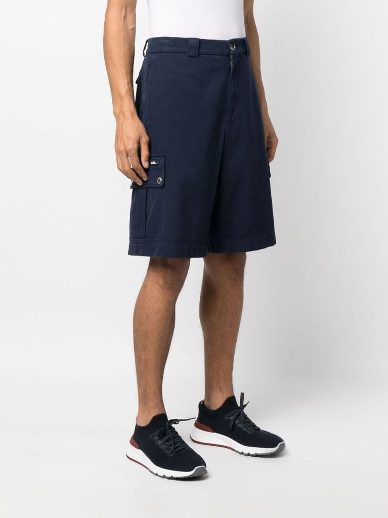 Blue Cotton Cargo Shorts