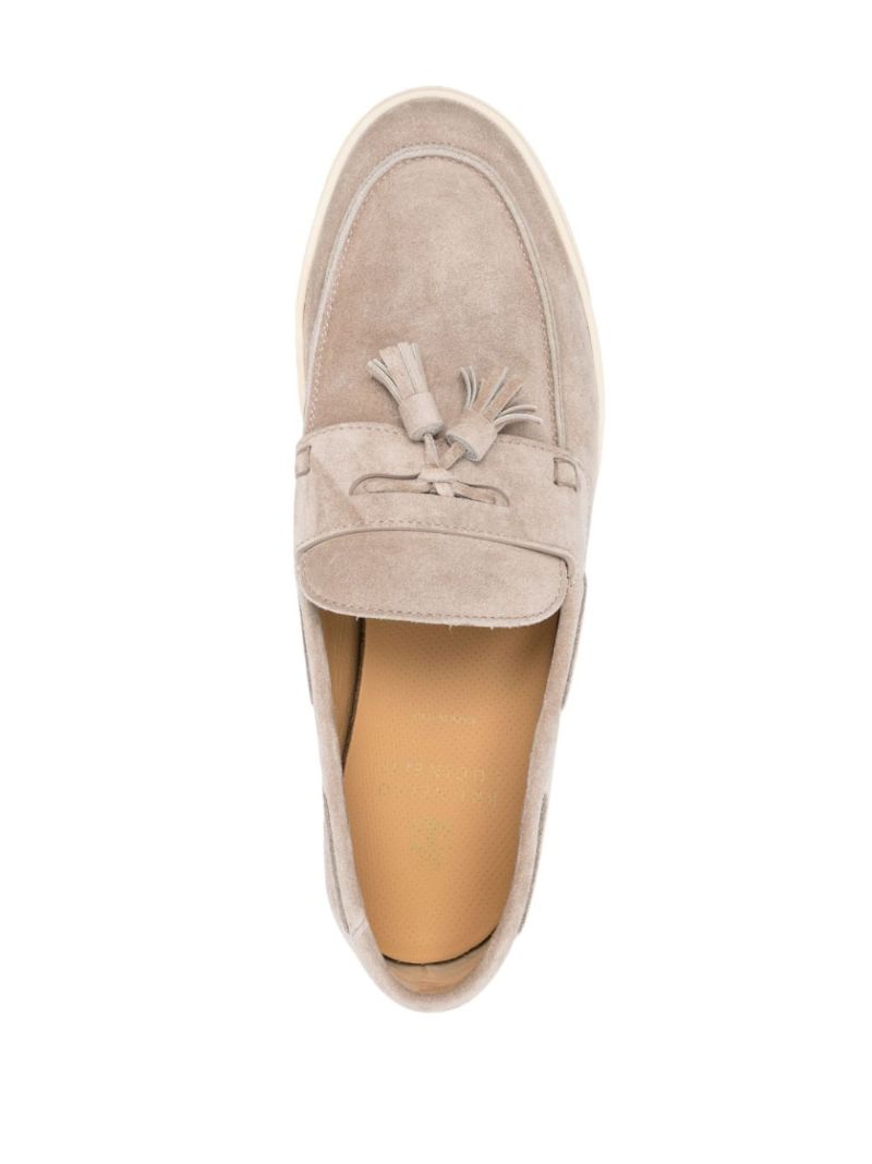 Brown Tassel Detail Suede Loafers
