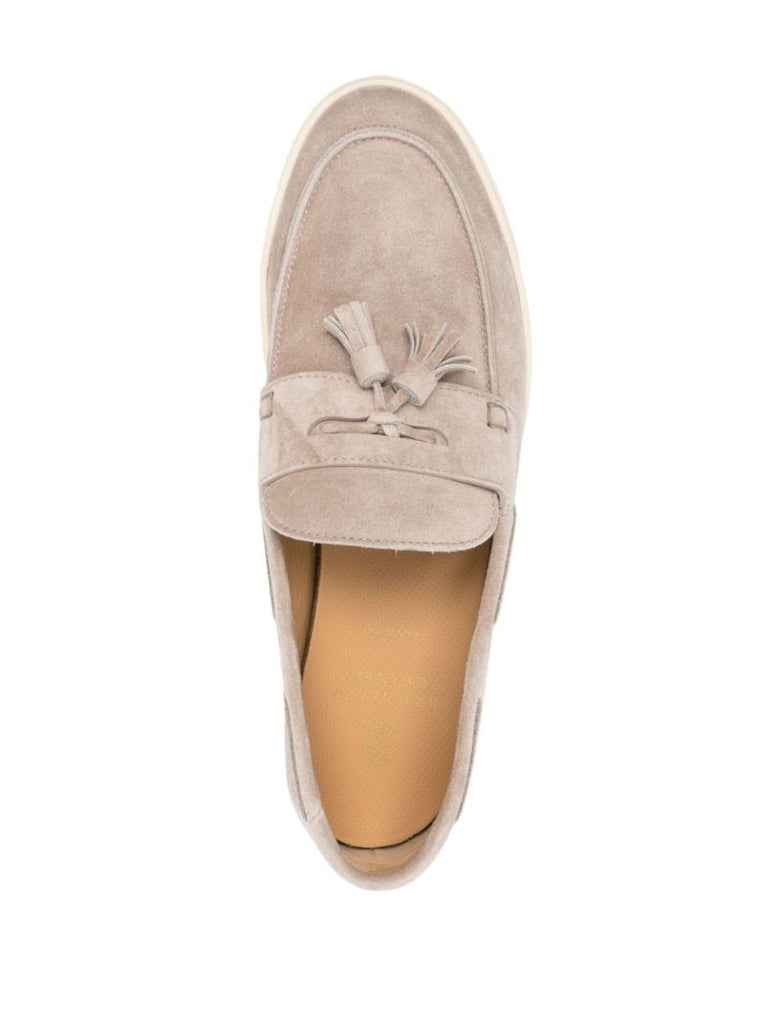 Brown Tassel Detail Suede Loafers
