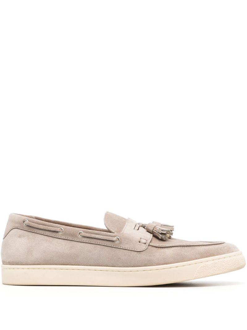 Brown Tassel Detail Suede Loafers