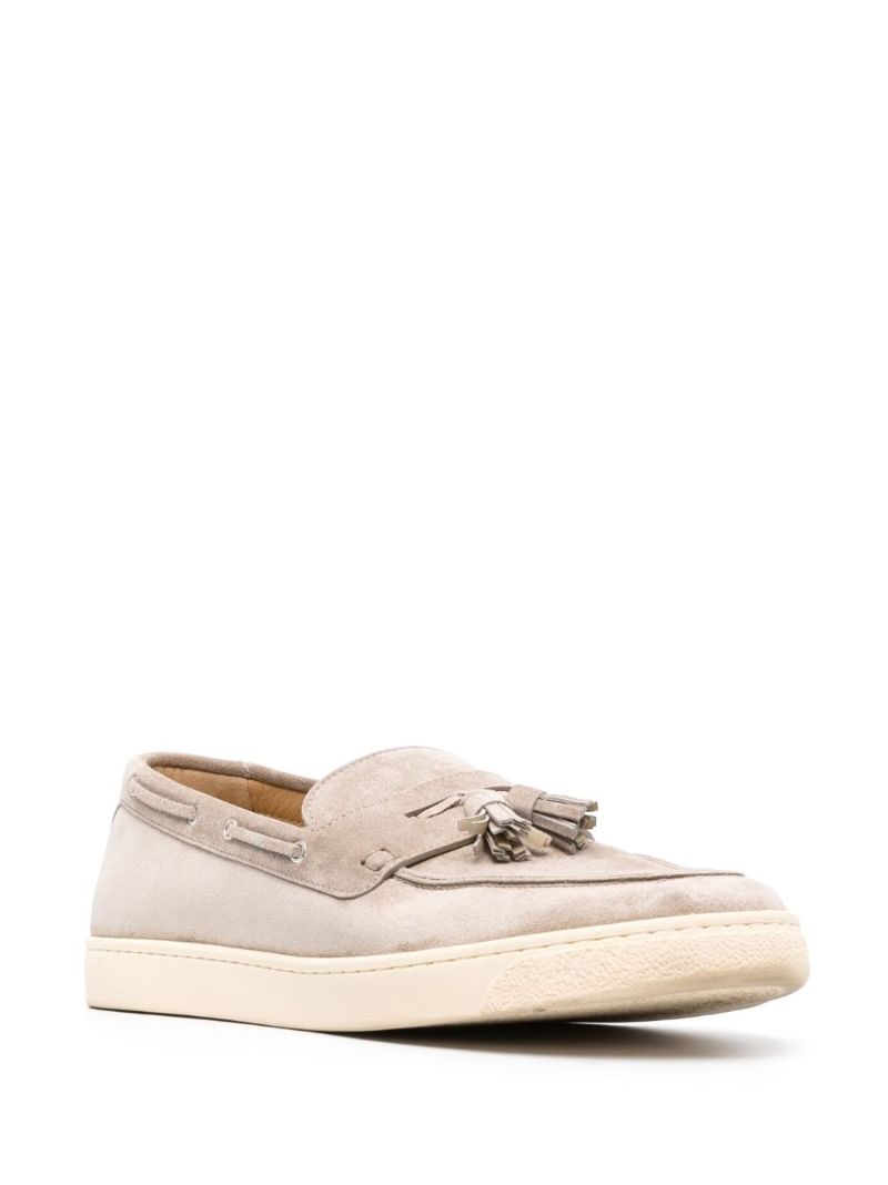 Brown Tassel Detail Suede Loafers