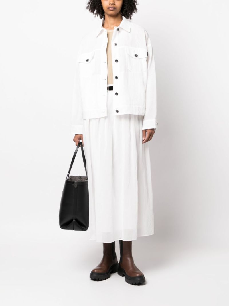 White Cotton Midi Skirt