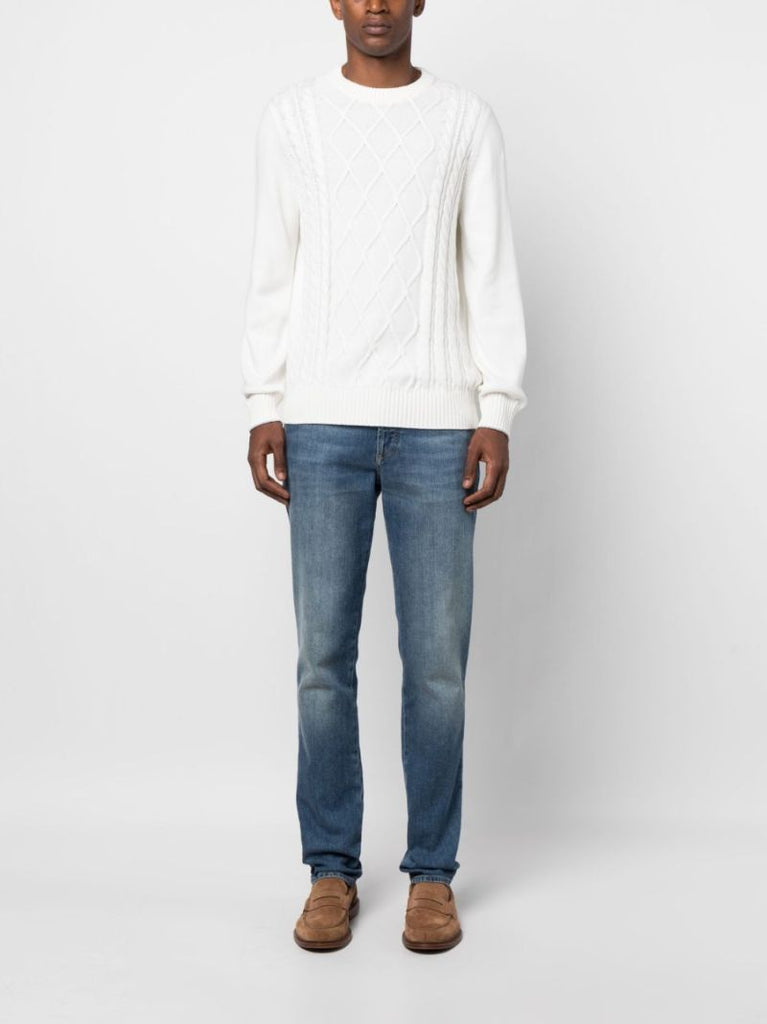 White Cable-knit Sweater